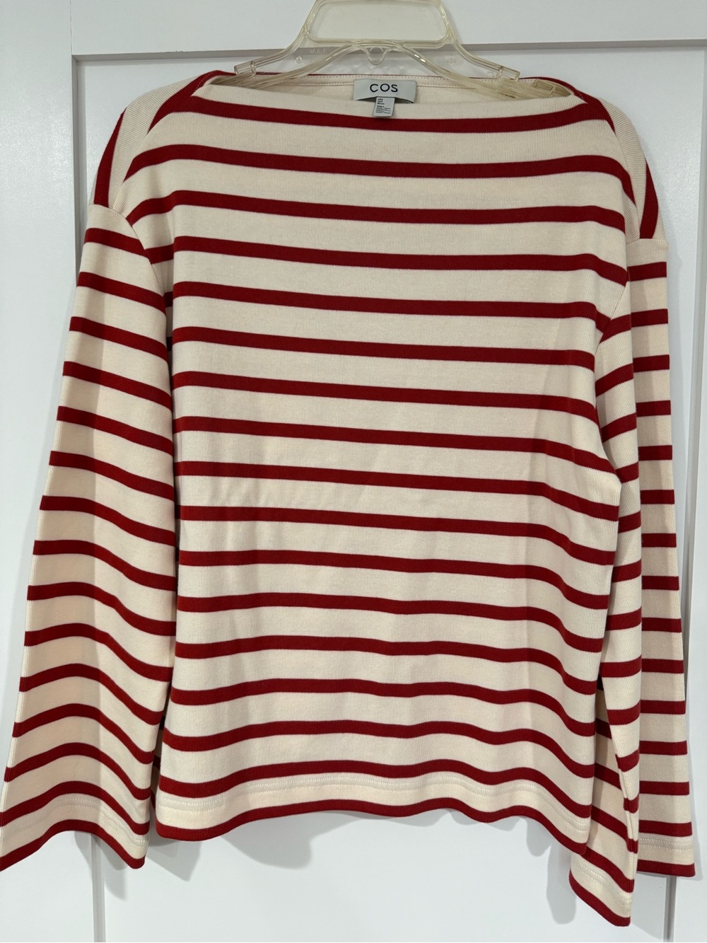 COS Cream and Red Striped Long-Sleeve Tee 100% cotton.